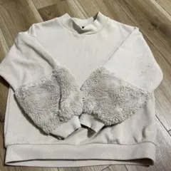 フリース袖クリーム色トレーナー