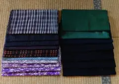 古布 木綿 藍染 草木染 無地 縞 柄 まとめて18枚セット