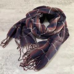 新品 ブラウン × ネイビー チェック柄 薄手 メンズ ストール