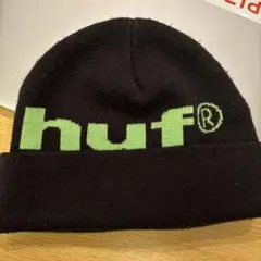 HUF ニット帽 ブラック/グリーン