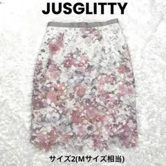 【人気】JUSGLITTY タイトスカート　花柄　レース　膝丈