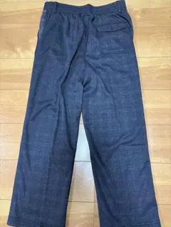 メンズ裏ベロアパンツ ネイビーチェック柄L