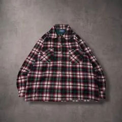 70sUSA製PENDLETONボードシャツチェックウール開襟オープンカラー