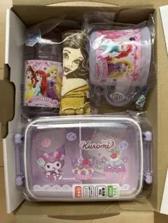 新品3点★クロミ柄ランチボックス＆ディズニープリンセス柄おしぼりセット＆コップ