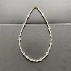 ハンドメイド　ビーズネックレス　パール