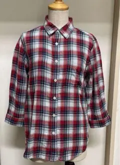 BROWNY STANDARD チェックYシャツ　7分袖丈　赤　S