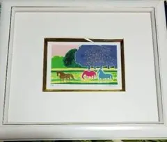 版画　リトグラフ　ラシス　海辺の乗馬　直筆サイン有り　美品　希少枚数 版画 リトグラフ ラシス 海辺の乗馬 直筆サイン有り 美品 希少