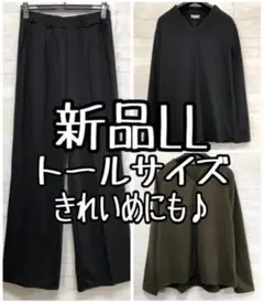 新品☆LLトール♪きれいめにも♪長袖トップス2枚＆ジャージ風パンツ〇D422
