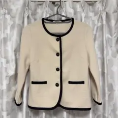 ナチュラルビューティーベーシック　ノーカラージャケット ベージュ S