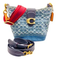 美品　完売品　コーチ　タリ　バケットバッグ　デニム　シグネチャー