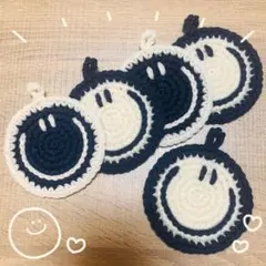 デニムニコちゃん スマイル アクリルたわし コースター 5枚セットのサムネイル