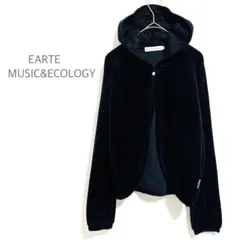 アースミュージック&エコロジー ベロア素材 フード付き　ケープ風　アウター