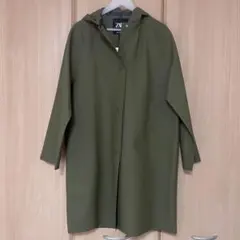 ZARA ロングコート カーキ S コート フード付きコート カーキコート