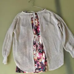 GUメッシュカーディガン 花柄インナーセット