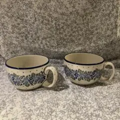 青い花模様のボウル 直径20cm ポーリッシュポタリー ポーランド食器
