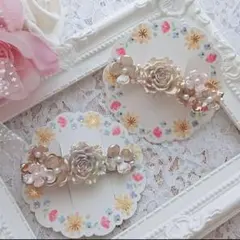 【2種】薔薇園 クラシカル Rose Flower ヘアクリップ