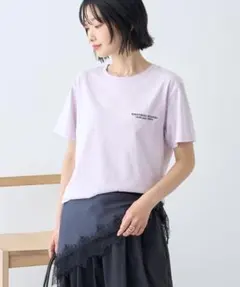 フォト&レタリングプリントTシャツ　ラベンダーMサイズ