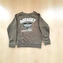 かわいい☆AQUASKY ロゴプリント トレーナー 　ハートラインストーンカーキ