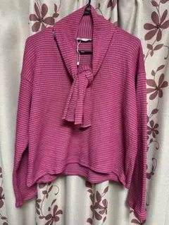 ZARA ピンク ワッフルニット 長袖トップス
