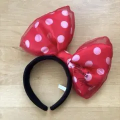 ミニー カチューシャ ビッグリボン ディズニー 赤 レッド ドット 水玉 リボン