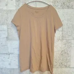 ベージュ 半袖Tシャツ XL 無地 シンプル コットン混 くすみカラー