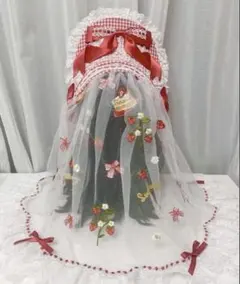 引*中様 ベール付き ボンネット（ギンガム赤） 萬屋ひつじ ロリータ 赤 レッドのサムネイル