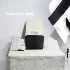 【レザー良品】メゾンマルジェラ マネークリップ 二つ折り財布 黒 付属品完備のサムネイル