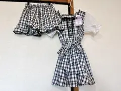 チェック柄 フリルブラウス＆ショートパンツ セットアップ 地雷系