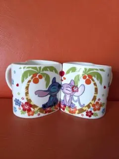ディズニーリゾートスティッチ&エンジェル ハート型マグカップ 2個セット新品