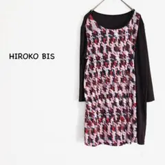 ヒロコビス HIROKO BIS 総柄切替チュニックワンピース 日本製 11号のサムネイル