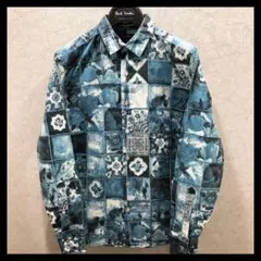 ポールスミス 長袖シャツ Mサイズ 花柄 ブルー系
