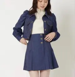REDYAZEL デニムライクジャケット　セットアップ　スカート　ネイビー　紺