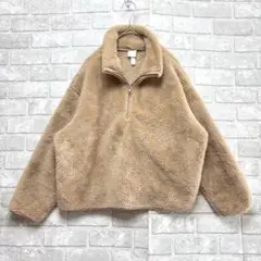 H&M ハーフジップ プルオーバー ボア S ブラウン 美品 もこもこ 部屋着