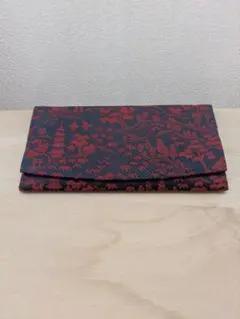 長財布　札入れ　和柄刺繍　赤黒