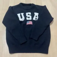 USA刺繍ニットセーター ネイビー
