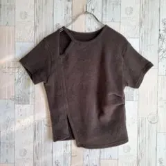 美品　HEART BUTTON レディース半袖ニット　ダークブラウン