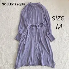 ノーリーズソフィ　シアーシャツワンピース M 長袖　パープル　ウエストリボン