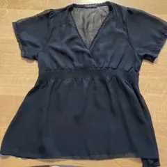 【美品】コムサイズム　半袖　チュニック　ブラウス　ブラック　黒