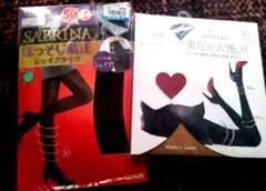 SABRINA50デニール ・カネボウ80デニール着圧タイツ 黒2足セット