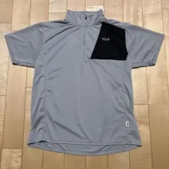 【FILA】フィラ 半袖ポロシャツ ハーフジップ メンズ L Lサイズ グレーのサムネイル