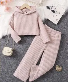SHEIN キッズ リブニット パーカー セットアップ 6Y