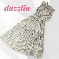 dazzlin プリーツワンピース 光沢 高見え フレアロングスカート ※訳あり