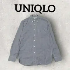 UNIQLO ボタンダウンシャツ 長袖シャツ ギンガムチェック (M) 紺