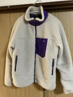 キッズ フリースジャケット クリーム色 紫