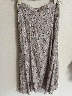 index フラワープリント フレアスカート ピンクブラウン　Mサイズ