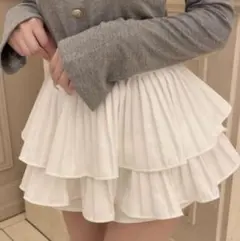 フリージアインパン裏地付きプリーツティアードミニスカート[ks097]