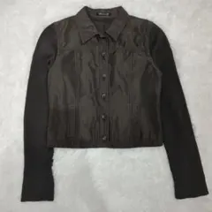 コムサデモード ブラウン テーラードジャケット Mサイズ 袖ニット 短丈