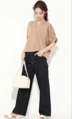 新品未使用　VIS【前後2WAY】袖ねじれプルオーバー　半袖　ブラウス