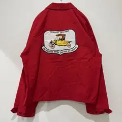 ヴィンテージ ブルゾン ジャケット スイングトップ 背面パッチ XL 赤系 綿