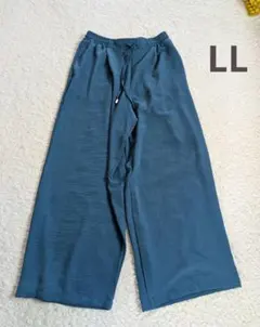 試着のみ　ダークブルー LLサイズ ワイドパンツ